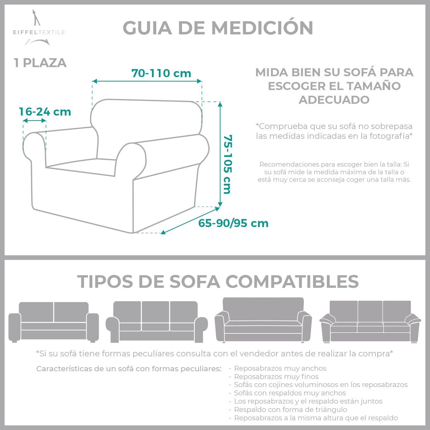 Pack de Funda de Sillón Elástica Milan Set 1+1 Plazas