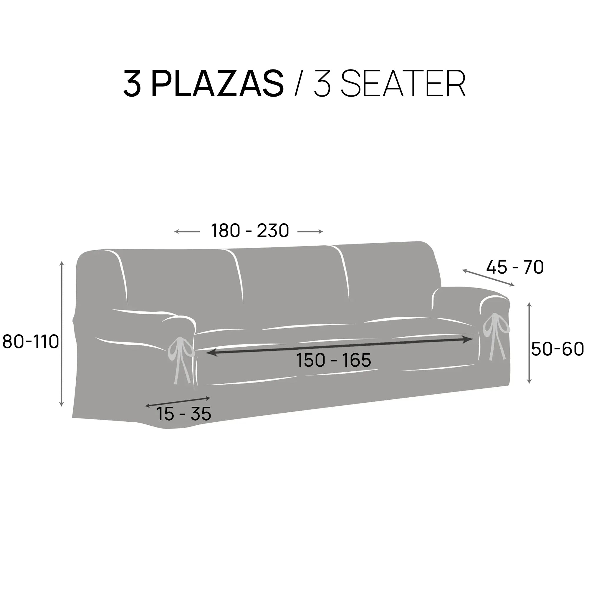 Protector Cubre Sofá Funda Lazos Royale 3 Plazas Marfil (REACONDICIONADO A+)