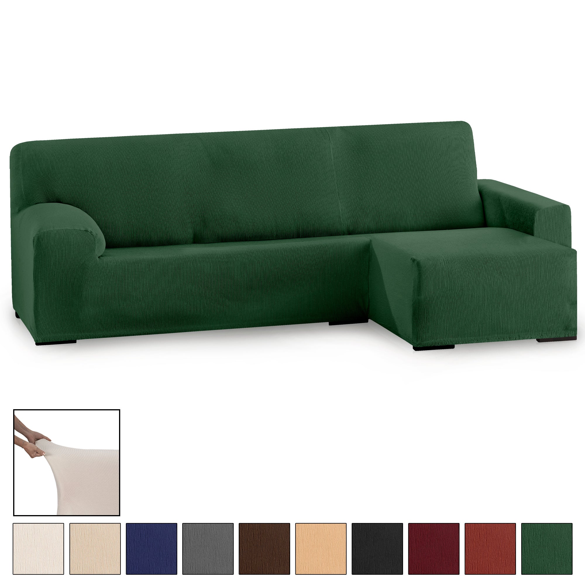 Funda Sofá Chaise Longue Elástica 1 Pieza Rústica Brazo Corto