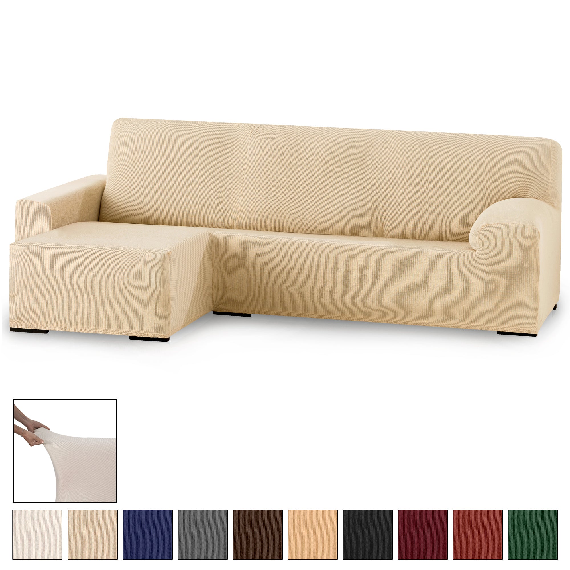 Funda Sofá Chaise Longue Elástica 1 Pieza Rústica Brazo Corto