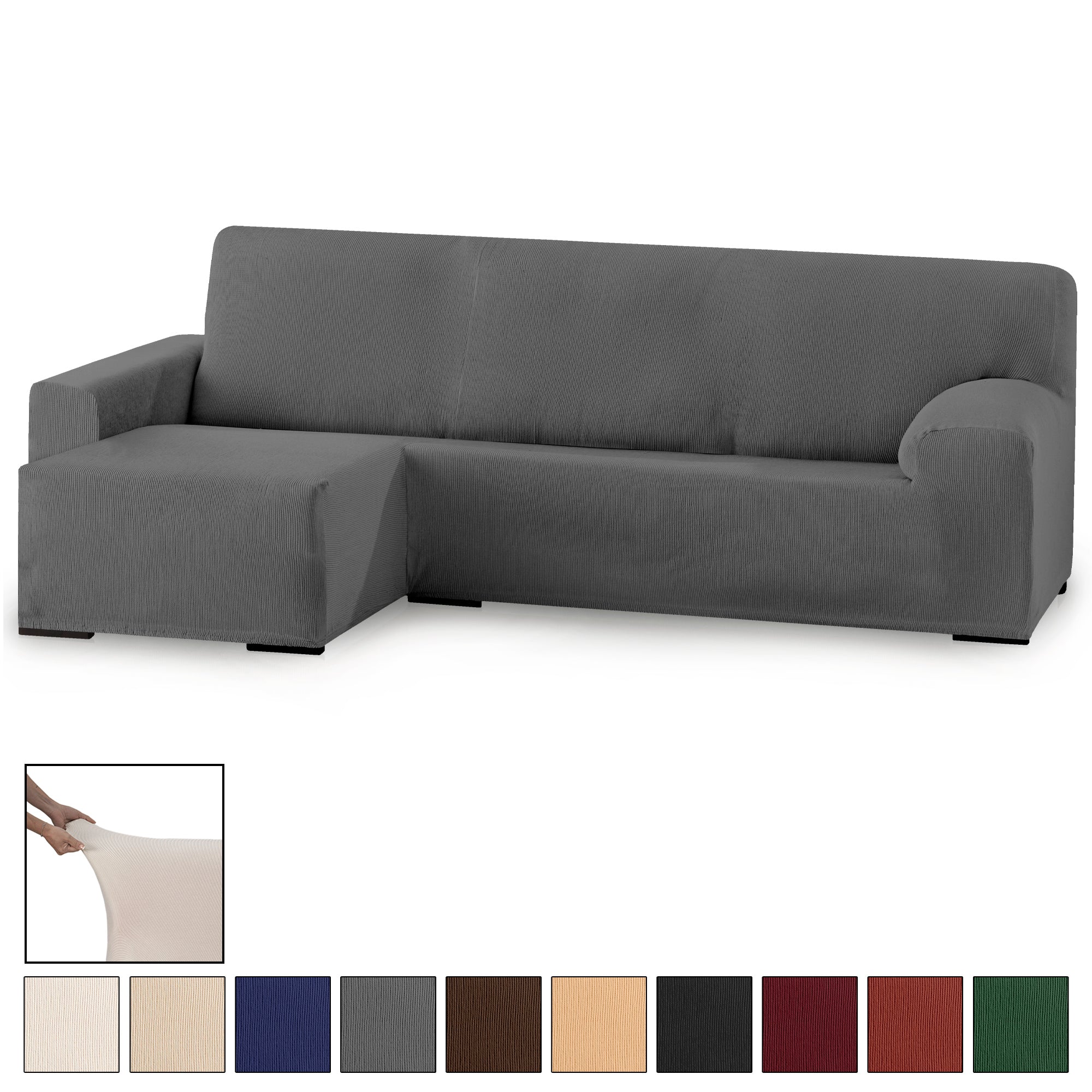 Funda Sofá Chaise Longue Elástica 1 Pieza Rústica Brazo Corto