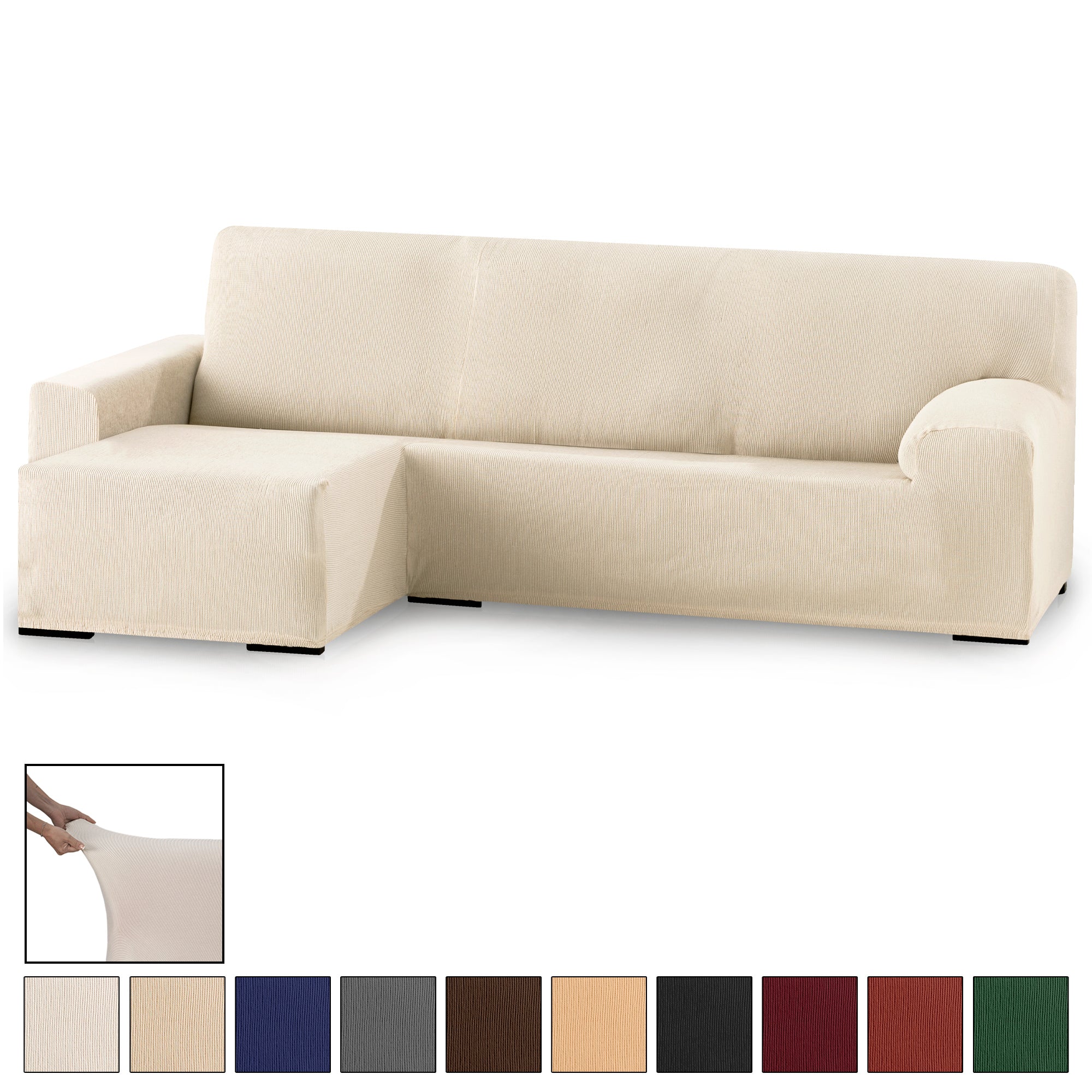 Funda Sofá Chaise Longue Elástica 1 Pieza Rústica Brazo Corto