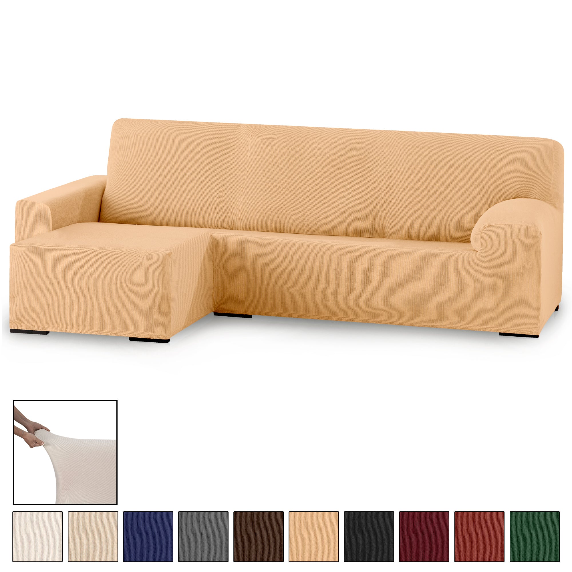 Funda Sofá Chaise Longue Elástica 1 Pieza Rústica Brazo Corto