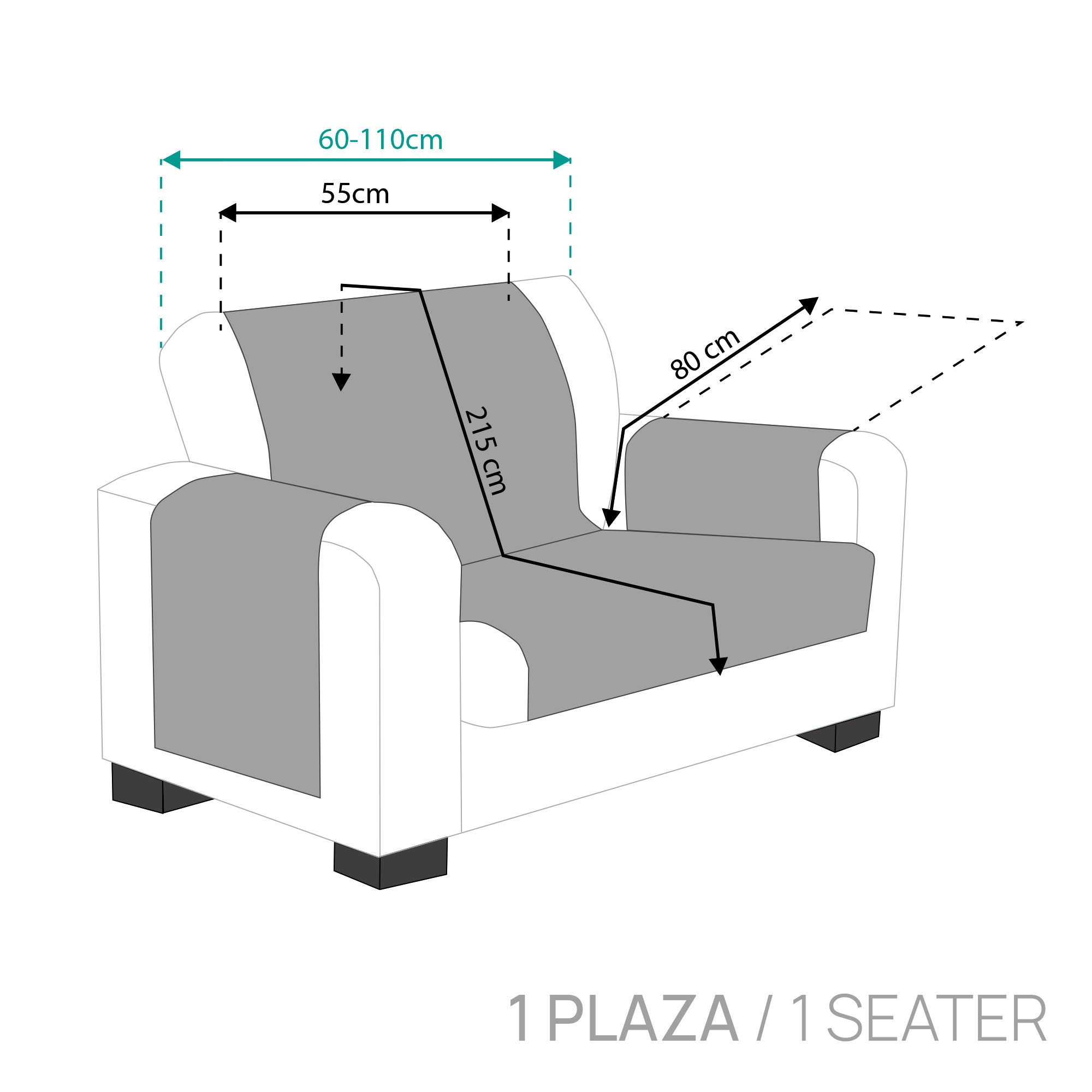 Cubre Sillón 1 Plaza Relax Orejero Eysa Modelo Levante