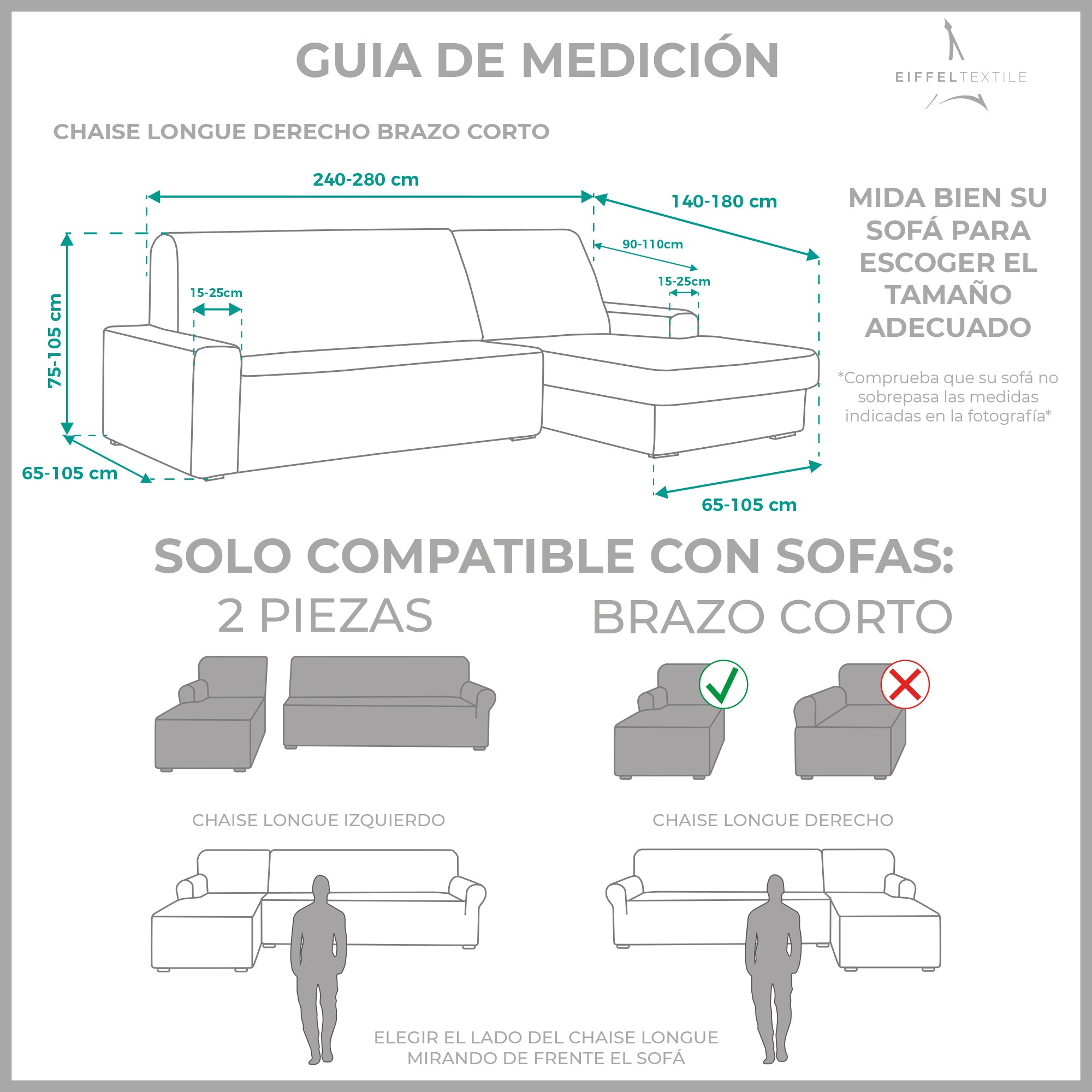 Funda Sofá para Chaise Longue Elástica. Milan