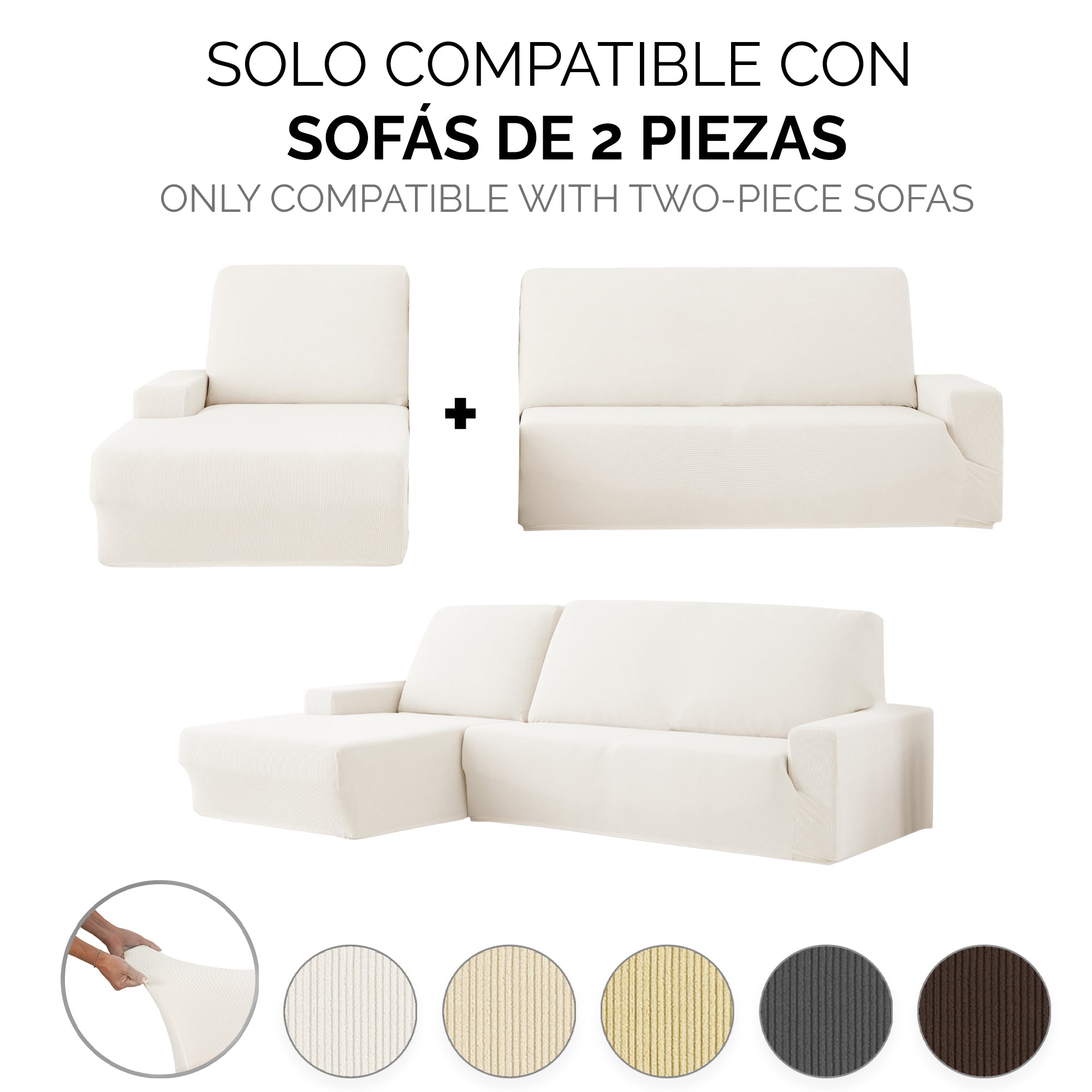 Funda Sofá para Chaise Longue Elástica. Milan