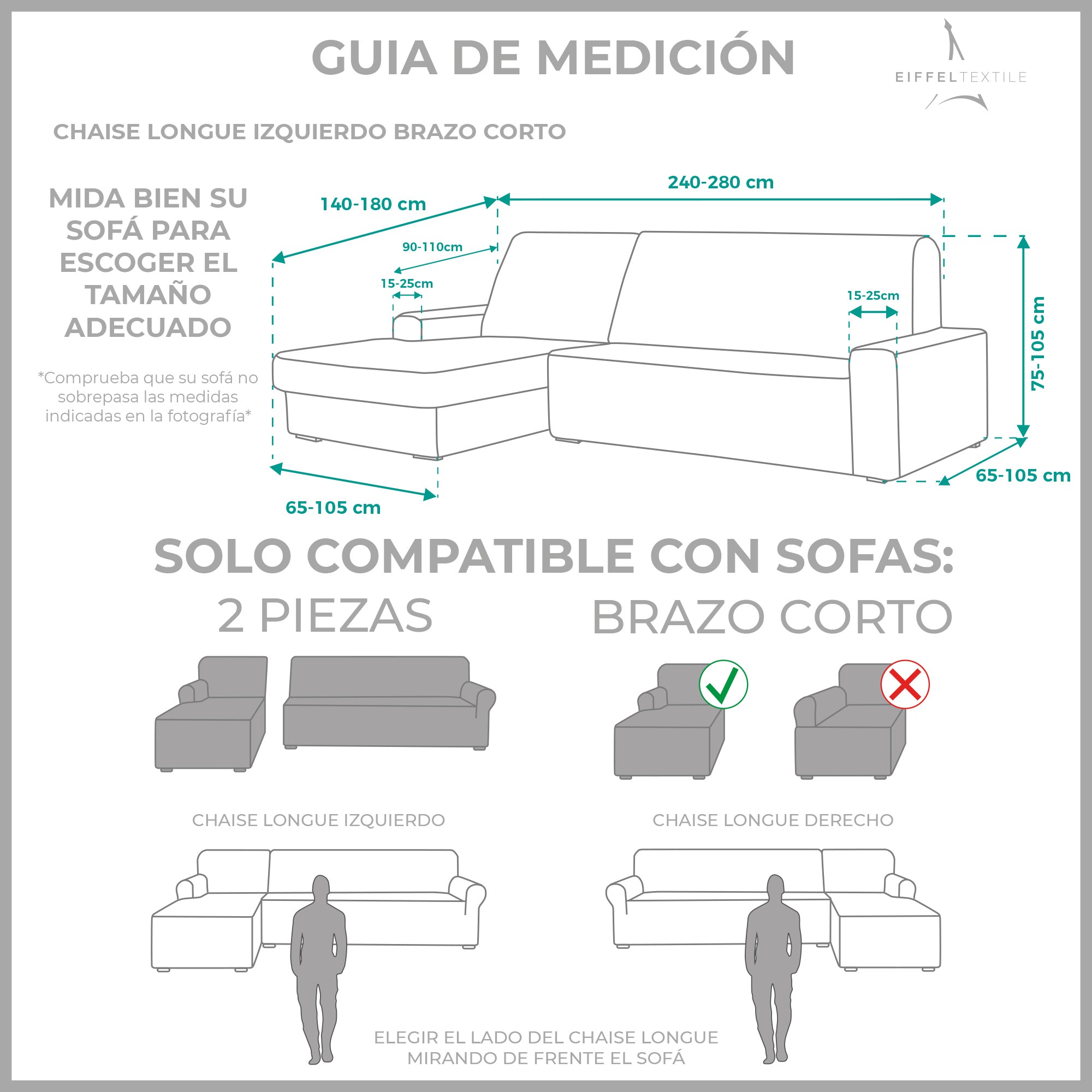 Funda Sofá para Chaise Longue Bielástica. Monaco