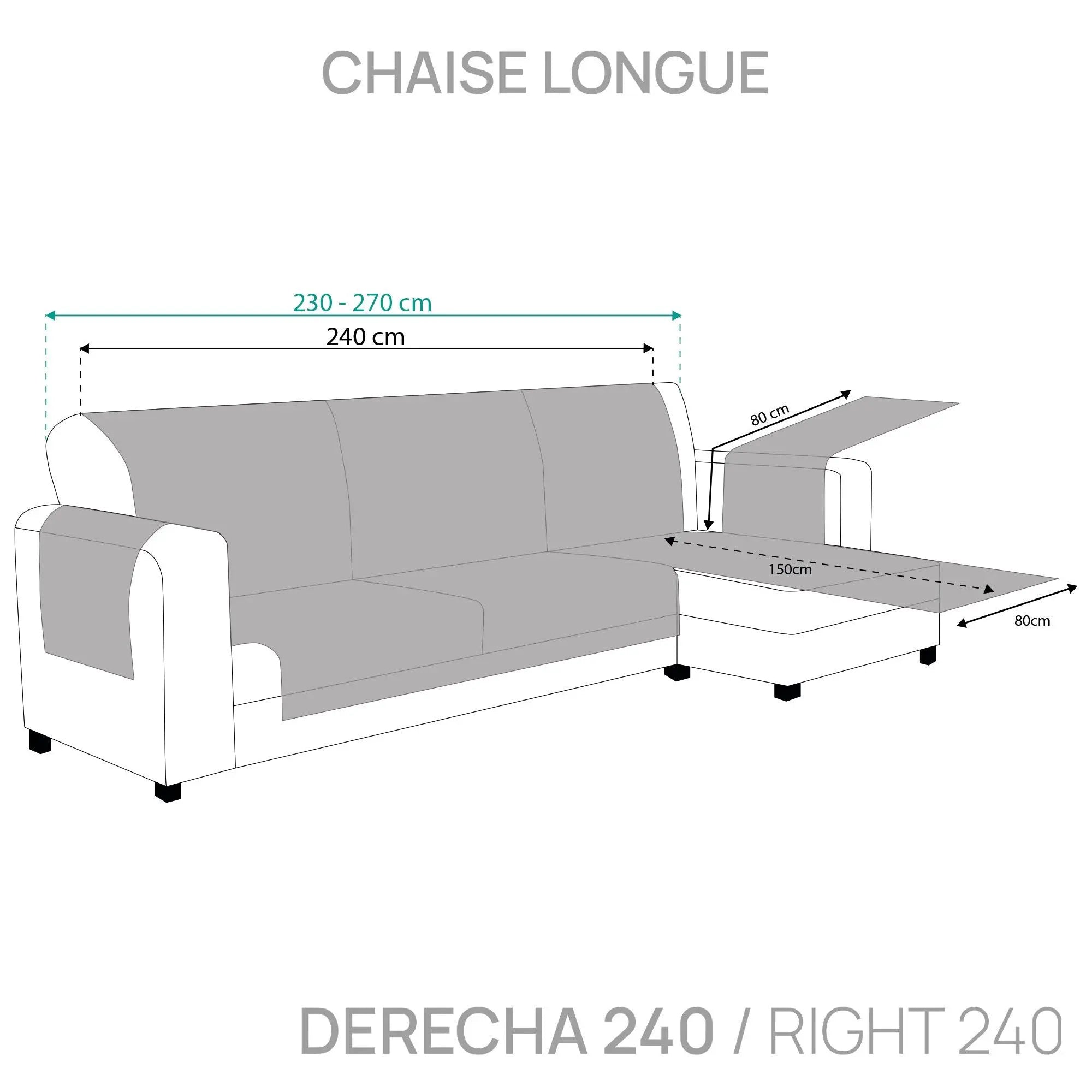 Protector Cubre Sofá Chaise Longue Acolchado Rombos 240 cm Derecha Azul (REACONDICIONADO A+)