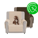 Protector Cubre Sofá Acolchado Viscoelástico Reversible 1 plaza ( 55 - 75 cm ) Beige - Chocolate (REACONDICIONADO A+)