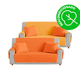 Protector Cubre Sofá Acolchado 3 Plazas Naranja - Amarillo (REACONDICIONADO A+)