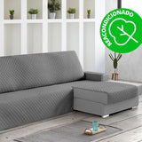 Protector Cubre Sofá Chaise Longue Acolchado Rombos 240 cm Derecha Gris Oscuro (REACONDICIONADO A+)