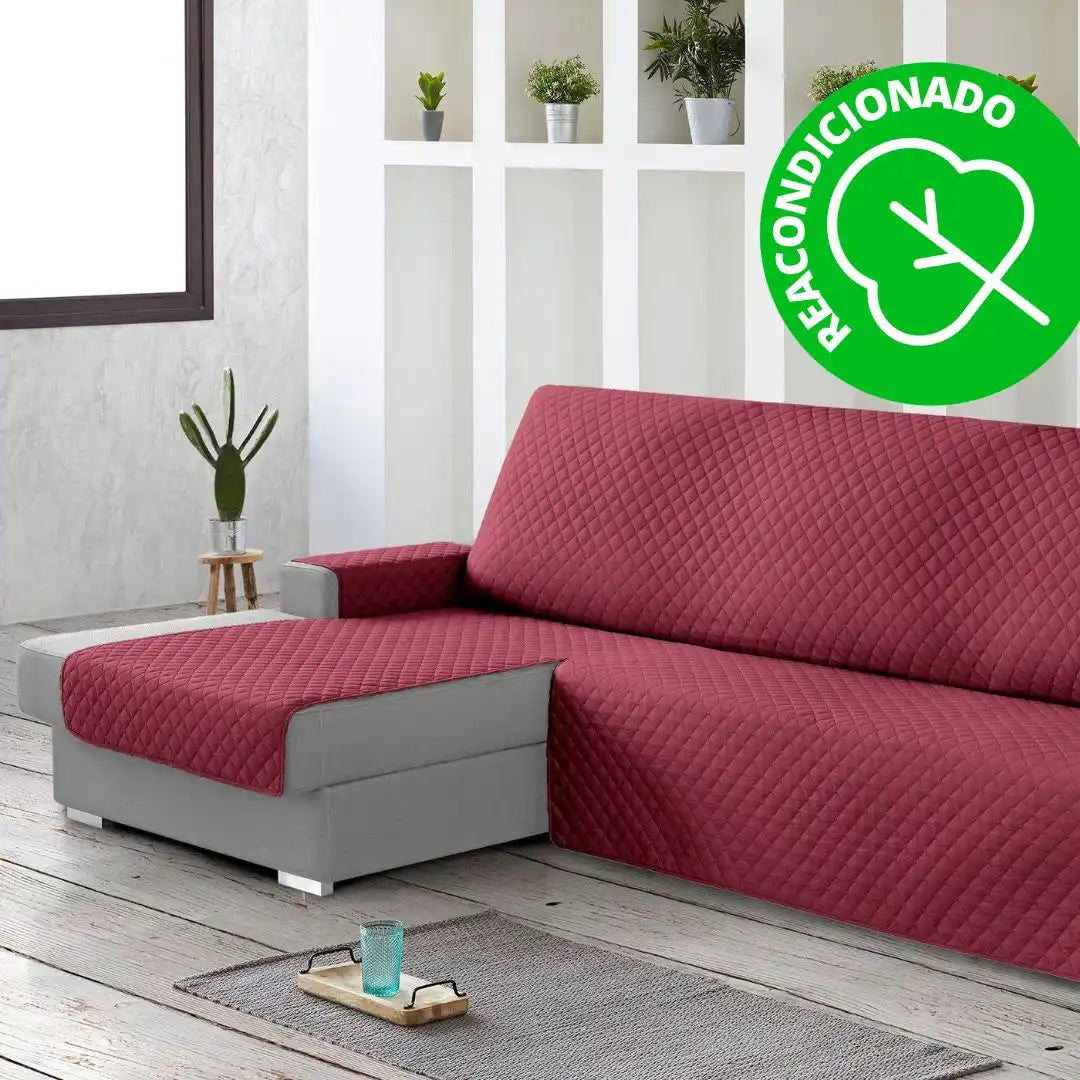 Protector Cubre Sofá Chaise Longue Acolchado Rombos 240 cm Izquierda Granate (REACONDICIONADO A+)