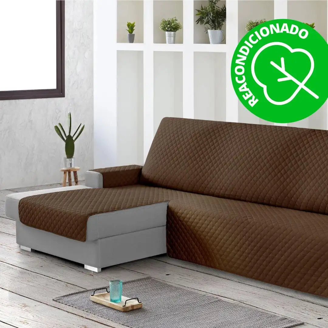 Protector Cubre Sofá Chaise Longue Acolchado Rombos 240 cm Izquierda Marron (REACONDICIONADO A+)