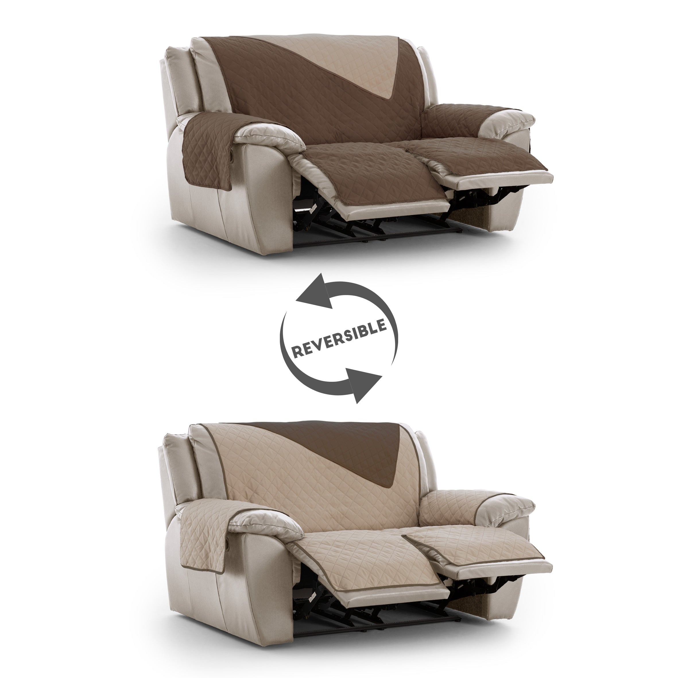 Cubre Sofá Relax Reclinable Acolchado Reversible Luna Rombos (2 Asientos)