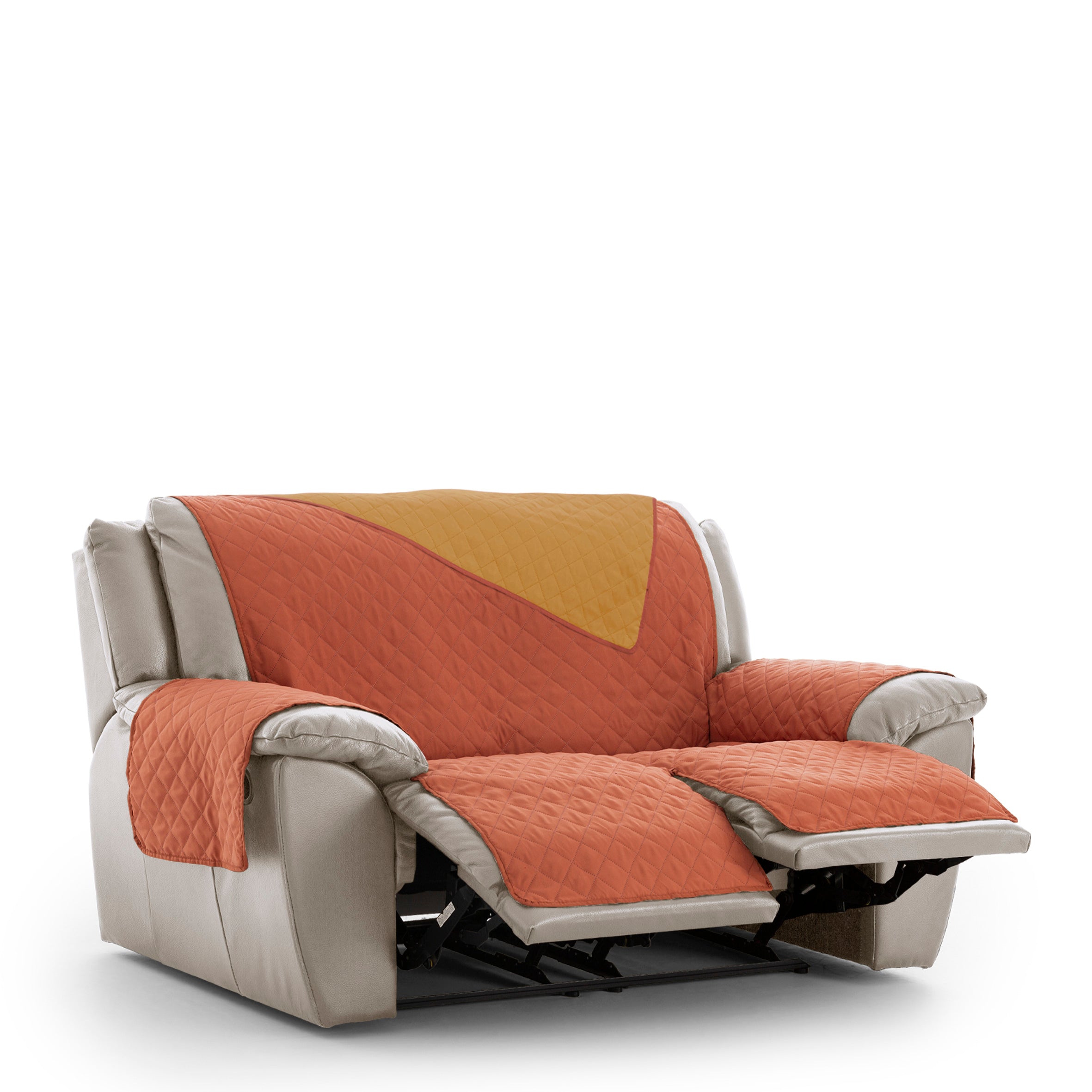 Cubre Sofá Relax Reclinable Acolchado Reversible Luna Rombos (2 Asientos)