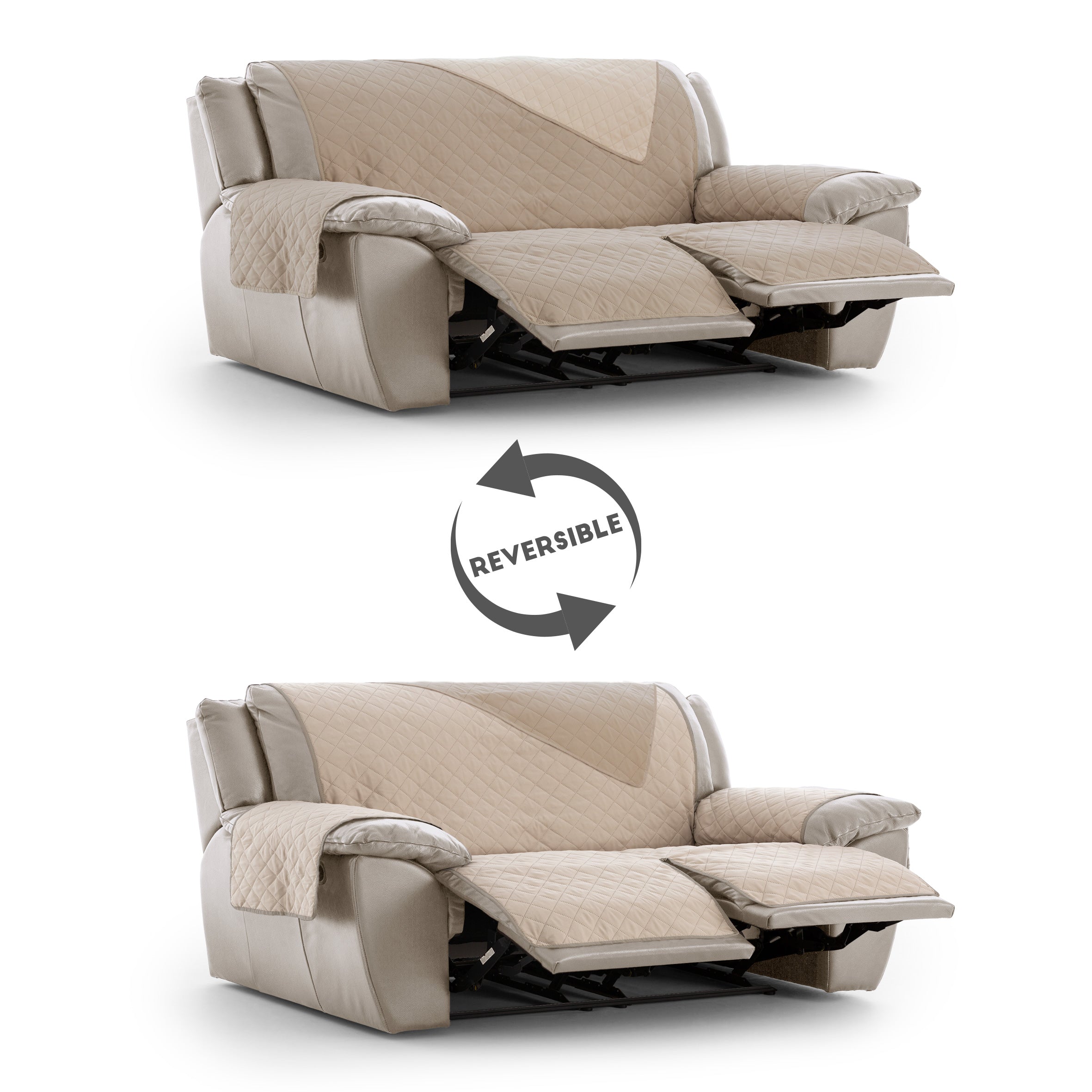 Cubre Sofá Relax Reclinable Acolchado Reversible Luna Rombos (2 Asientos)