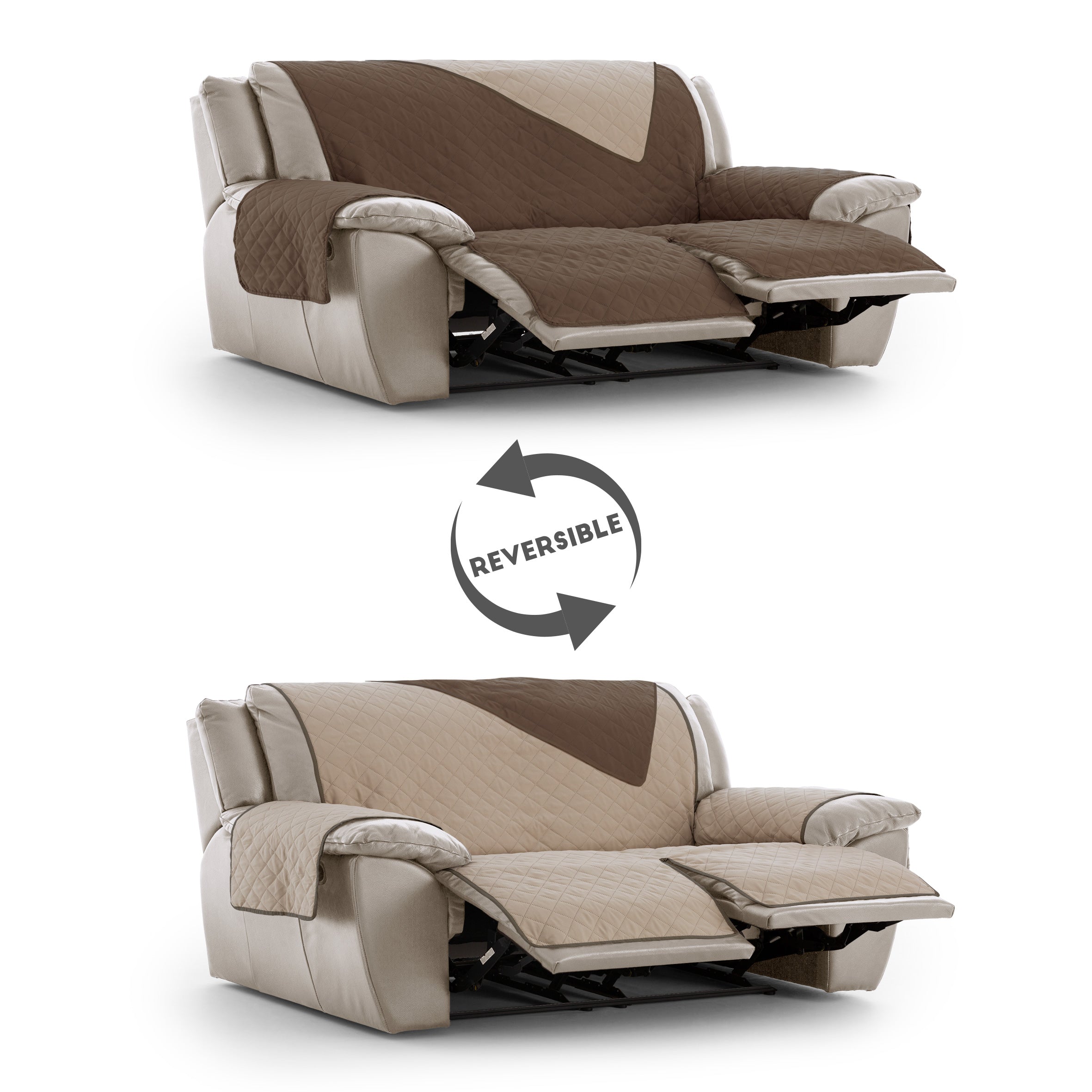 Cubre Sofá Relax Reclinable Acolchado Reversible Luna Rombos (2 Asientos)