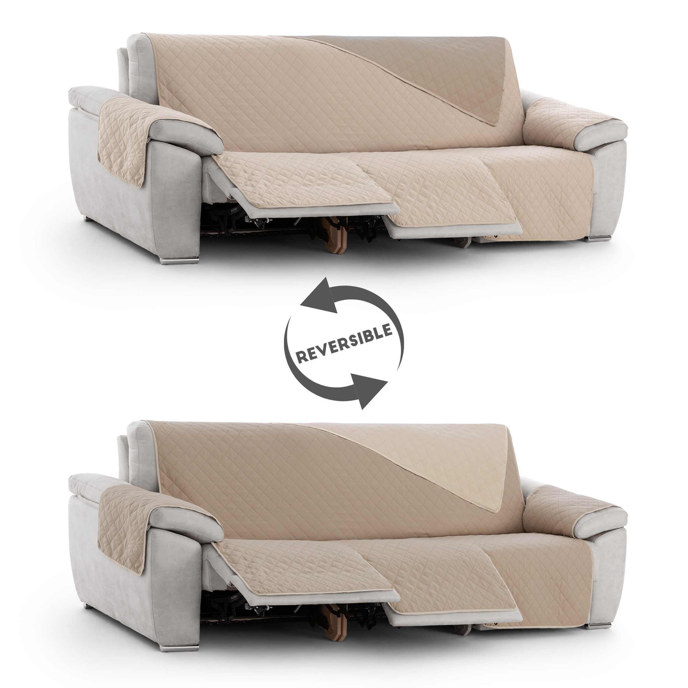 Cubre Sofá Relax Reclinable Acolchado Reversible Luna Rombos (3 Asientos)