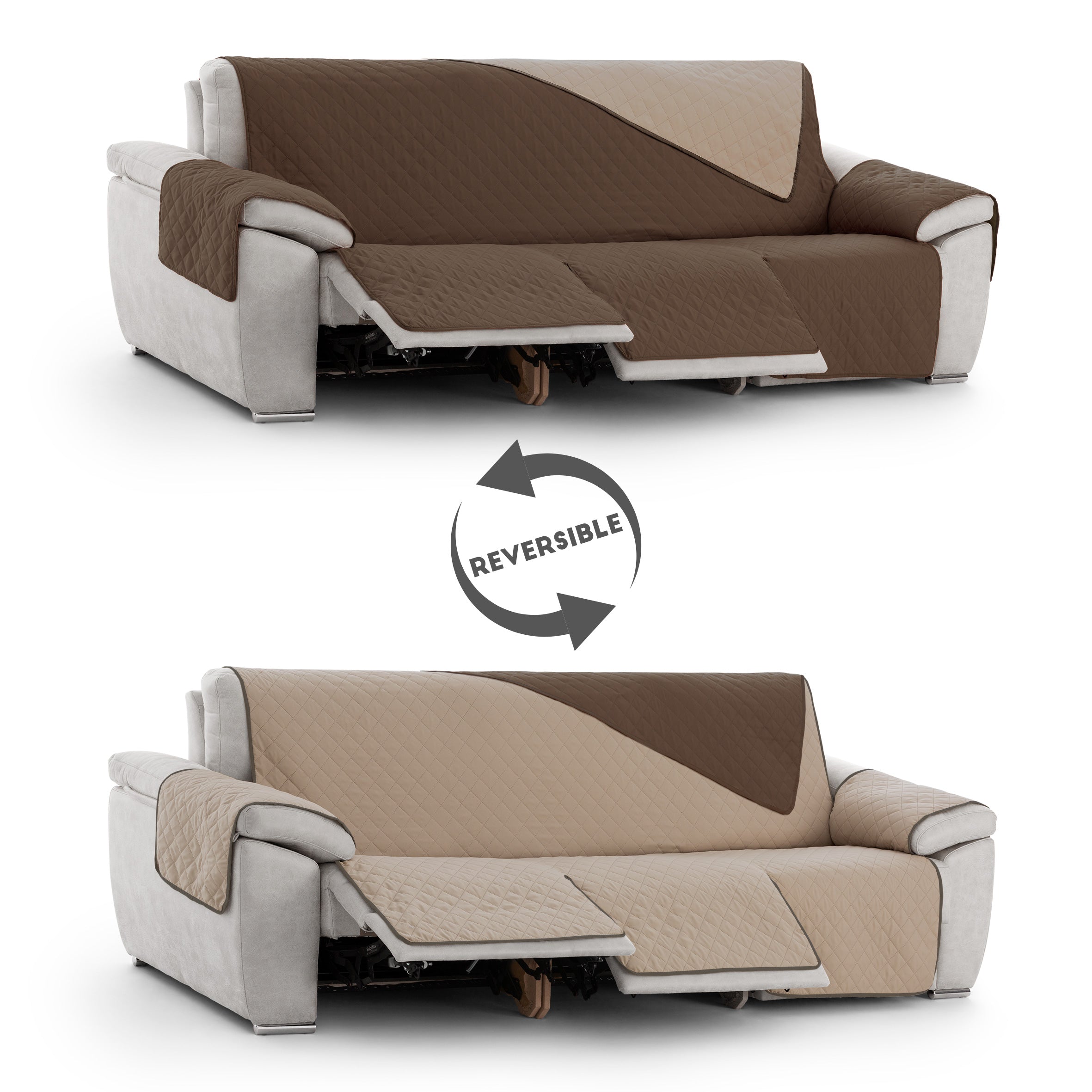 Cubre Sofá Relax Reclinable Acolchado Reversible Luna Rombos (3 Asientos)