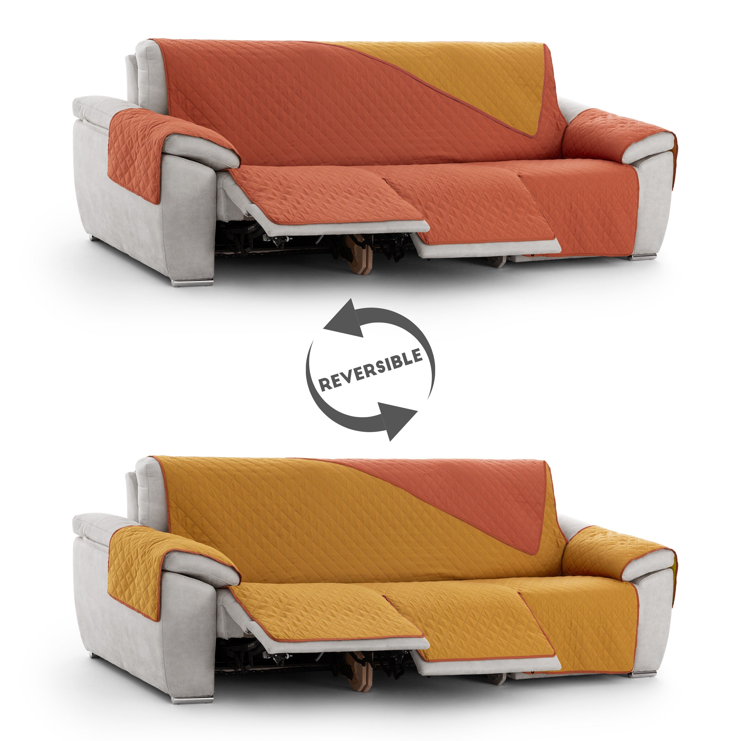 Cubre Sofá Relax Reclinable Acolchado Reversible Luna Rombos (3 Asientos)