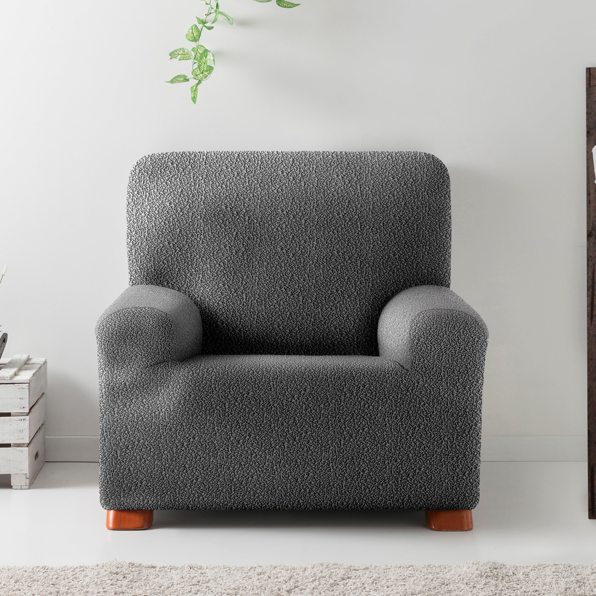 Eiffel Textile | Funda Sofá Sillón 1 Plaza Bielástica Roc Gris Oscuro