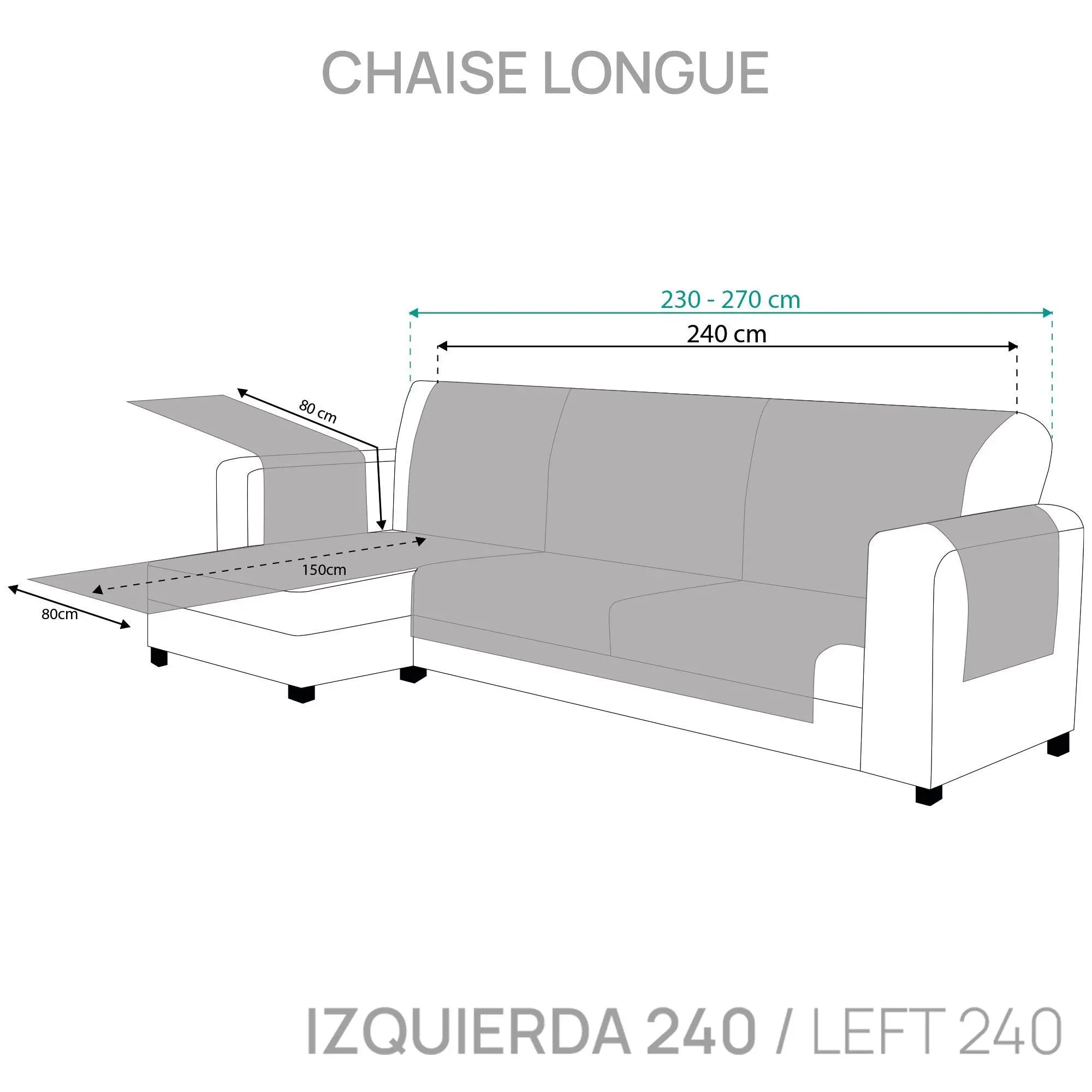 Protector Cubre Sofá Chaise Longue Acolchado Rombos 240 cm Izquierda Marron (REACONDICIONADO A+)