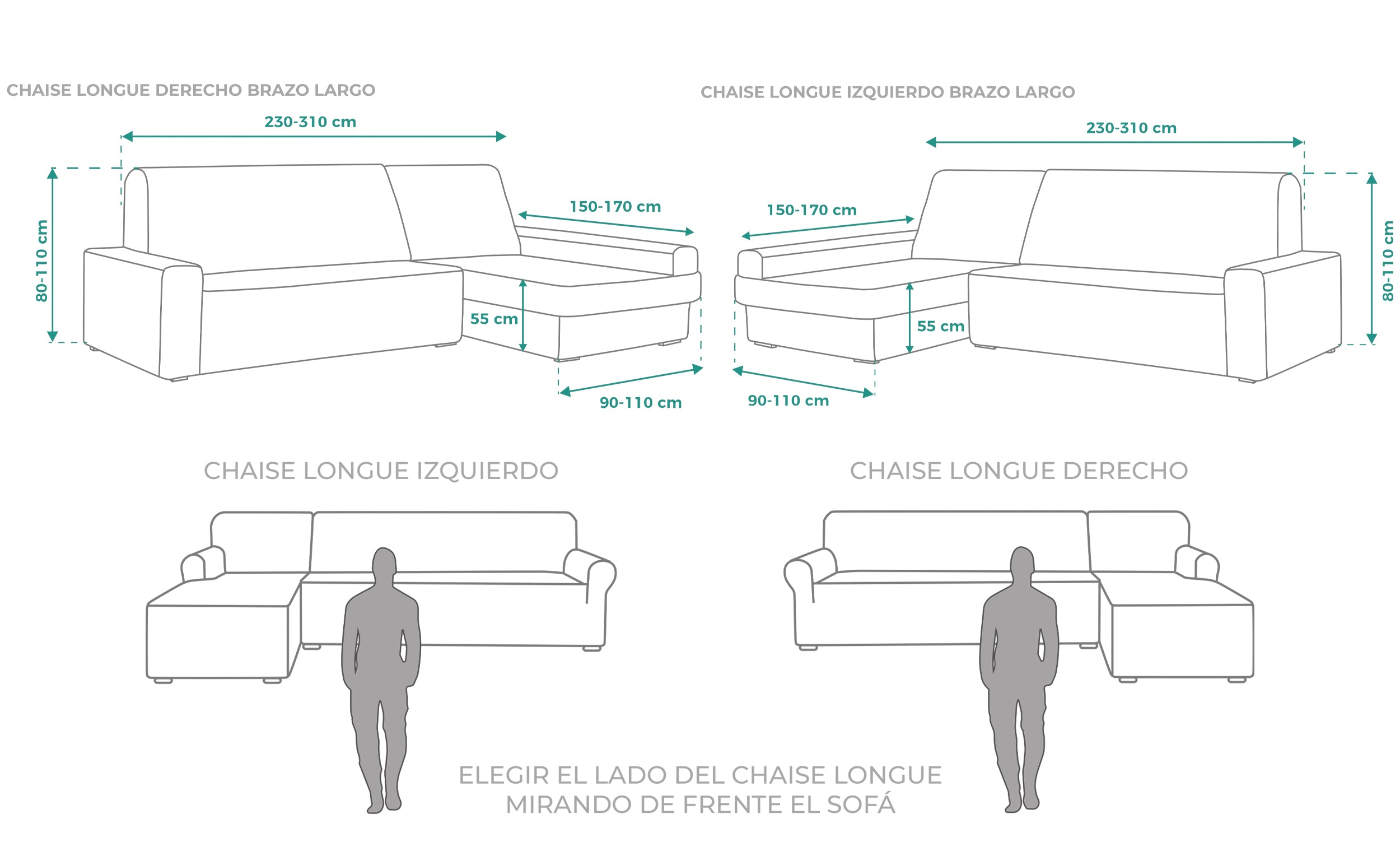 Funda Sofá Chaise Longue Elástica 1 Pieza Rústica Brazo Largo