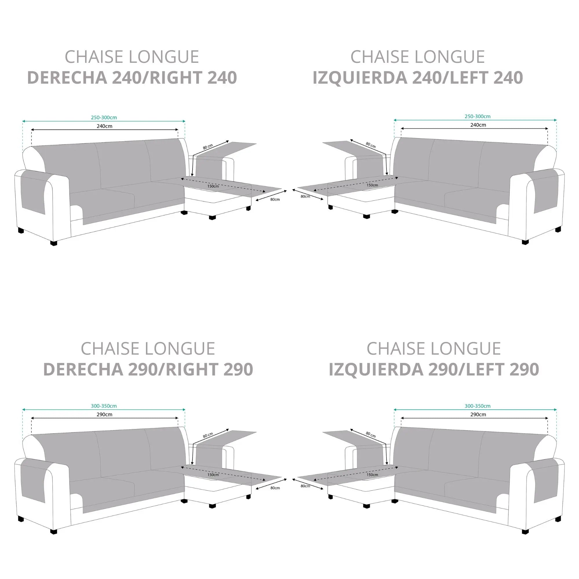 Protector Cubre Sofá Chaise Longue Impermeable Antimanchas Terciopelo Turin Chaise Longue 240 cm Izquierda Verde (REACONDICIONADO A+)