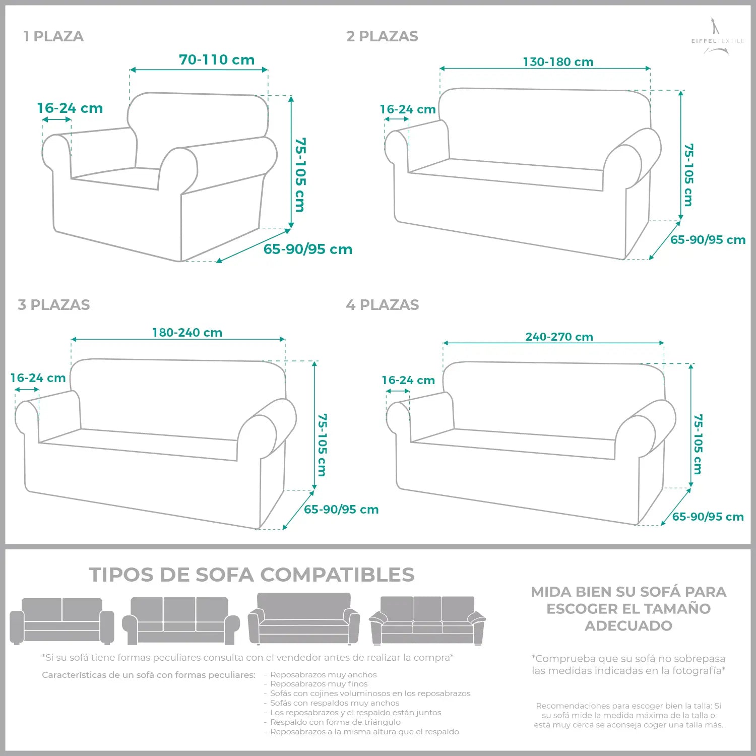 Funda Sofá Elástica Rústica 3 Plazas Blanco (REACONDICIONADO A+)