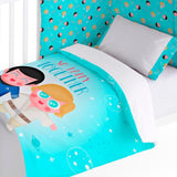 Frikids Funda Nordica + Funda Almohada Cuna Azul Happy Together. 100x120cm - Eiffel Textile