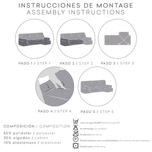 Funda Sofá para Chaise Longue Relax Reclinable Bielástica Roc instrucciones de montaje- Eiffel Textile