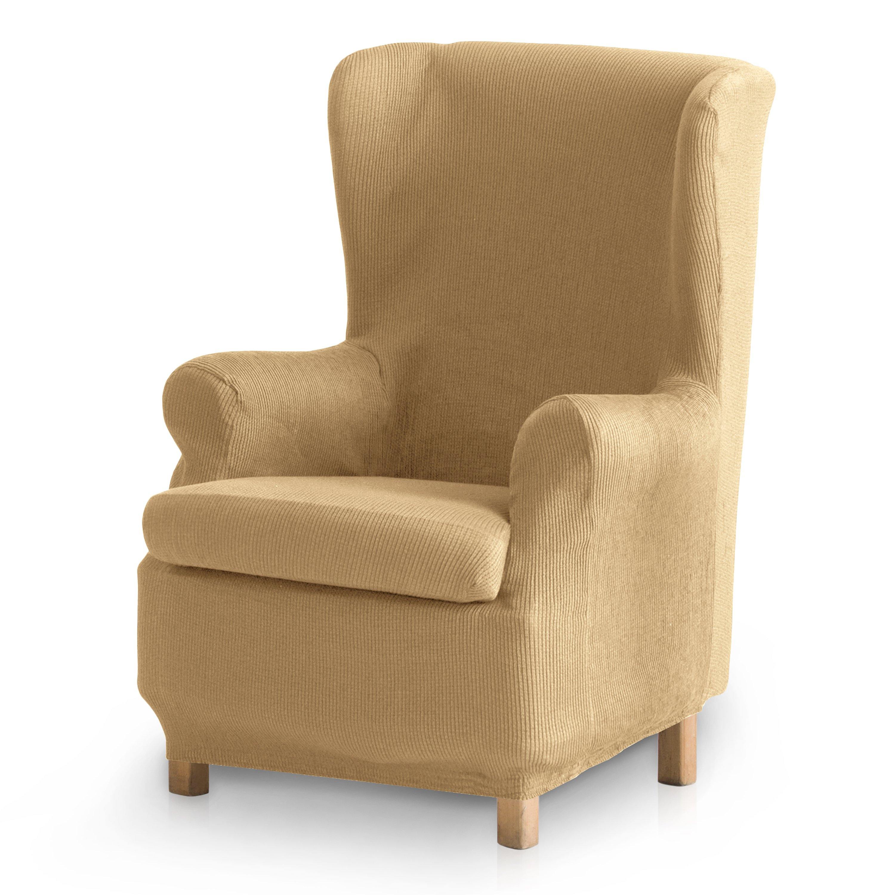 Funda de sillón Troya orejero elástica beige 70 - 90 cm