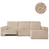 Funda Sofá para Chaise Longue Derecha Brazo Corto Relax Reclinable Bielástica Roc Beige sin fondo - Eiffel Textile