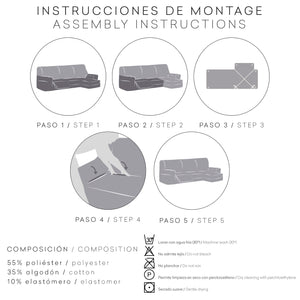 Funda Sofá para Chaise Longue Relax Reclinable Bielástica Roc instrucciones de montaje - Eiffel Textile