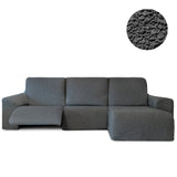 Funda Sofá para Chaise Longue Derecha Brazo Corto Relax Reclinable Bielástica Roc Gris Oscuro sin fondo - Eiffel Textile