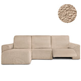 Funda Sofá para Chaise Longue Izquierda Brazo Corto Relax Reclinable Bielástica Roc Beige sin fondo - Eiffel Textile