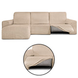 Funda Sofá para Chaise Longue Izquierda Brazo Corto Relax Reclinable Bielástica Roc Beige detalles sin fondo - Eiffel Textile