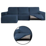 Funda Sofá para Chaise Longue Izquierda Brazo Corto Relax Reclinable Bielástica Roc Azul detalles sin fondo - Eiffel Textile