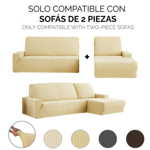 Funda acolchada y reversible para sofá chaise-longue en color moka con  textil impermeable Wellhome Diempi