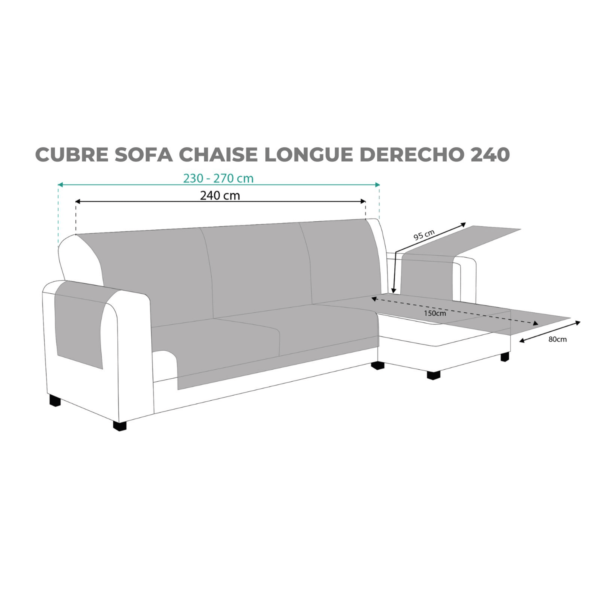 Protector Cubre Sofá Chaise Longue Modelo Cartagena - Eiffel Textile