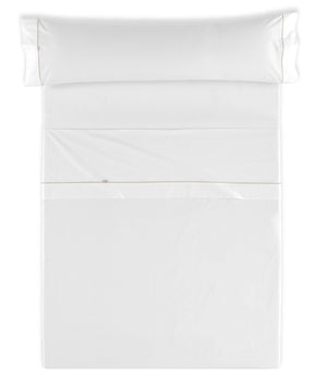 Estelia Juego de Sábanas Liso Biés 144 Hilos Color Blanco 50%Algodón 50%Poliéster - Eiffel Textile