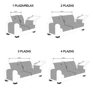 Funda Sofa 3 2 4 Plazas Ajustable Cubre Sofa Impermeable Funda de Sofá  Relax 1 Plaza, Fundas Sofas 3 y 2 Plazas Ajustables,Protector Sofás Manta  de
