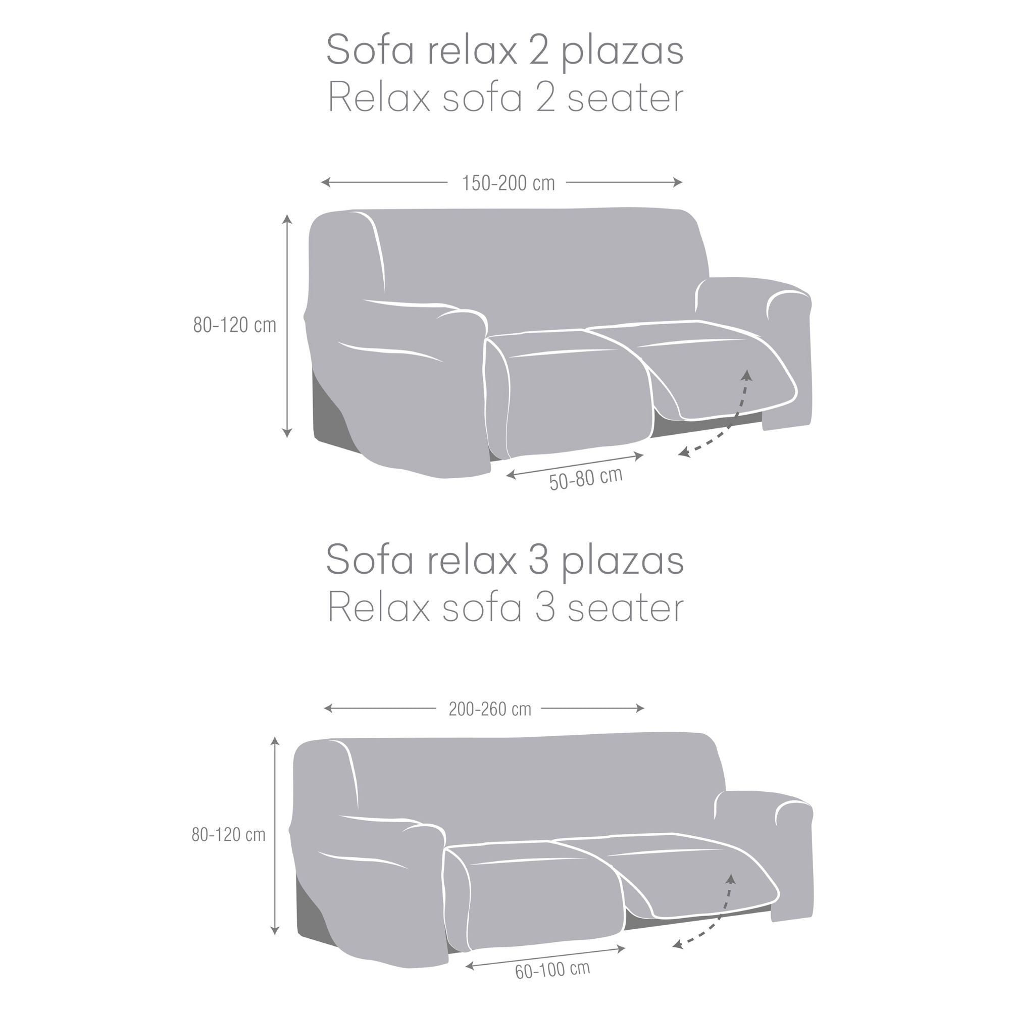 Funda Sofá Relax Bielastica Adaptable 2 Plazas (150-200 cm) Beige ROC