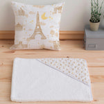 Pack Regalo 3 Piezas Francia Beige. Alfombra + Capa de Baño + Cojín de Lactancia - Eiffel Textile